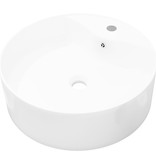 VidaXL Wasbak met overloop, keramiek, rond, wit