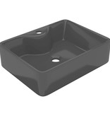 VidaXL Wastafel met kraangat zwart vierkant keramiek