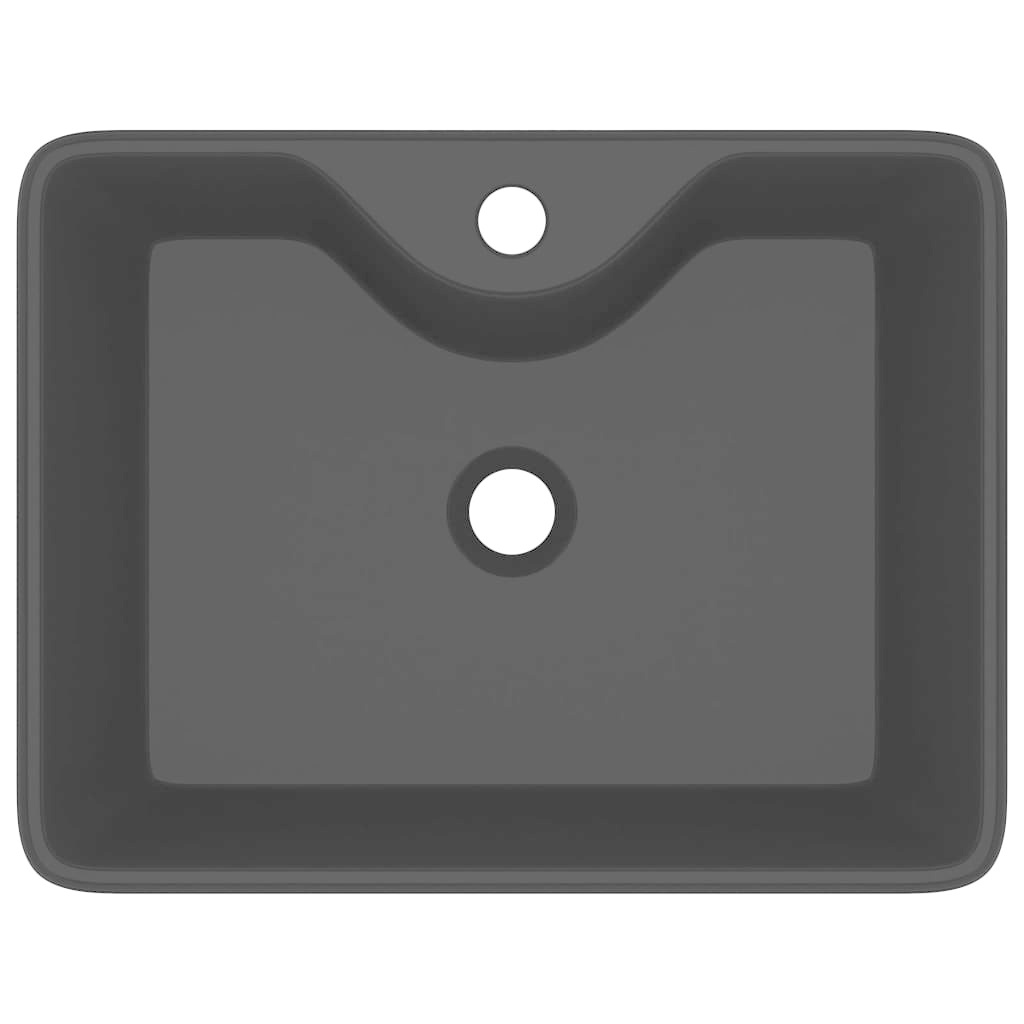 VidaXL Wastafel met kraangat zwart vierkant keramiek