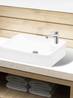 VidaXL Wasbak met kraangat, keramiek, wit
