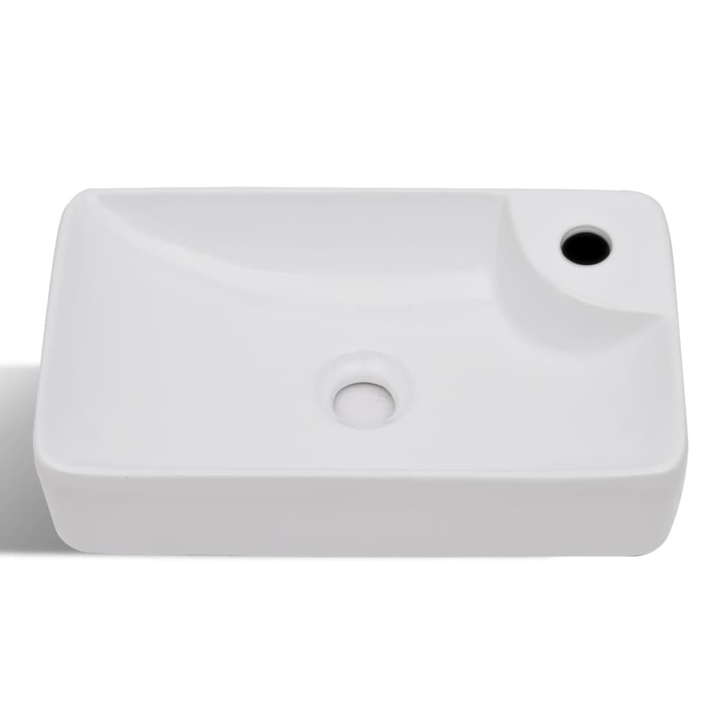 VidaXL Wasbak met kraangat, keramiek, wit