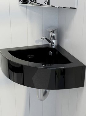 VidaXL Wastafel met overloop 45x32x12,5 cm zwart