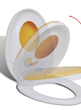 VidaXL Toiletbril voor volwassenen/kinderen soft-close wit en geel