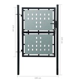 vidaXL Tuinpoort enkele deur zwart 100 x 225 cm