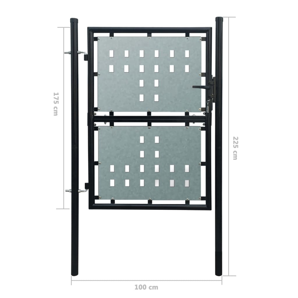 vidaXL Tuinpoort enkele deur zwart 100 x 225 cm