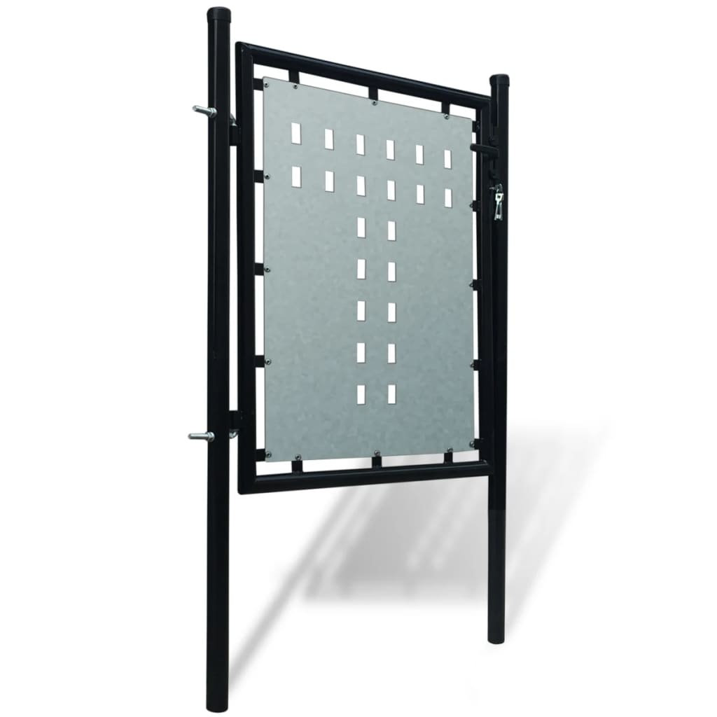 vidaXL Tuinpoort enkele deur zwart 100 x 150 cm