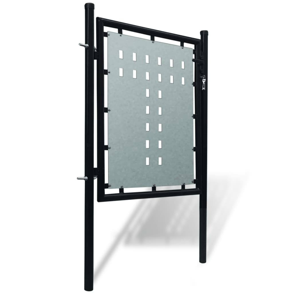 vidaXL Tuinpoort enkele deur zwart 100 x 125 cm