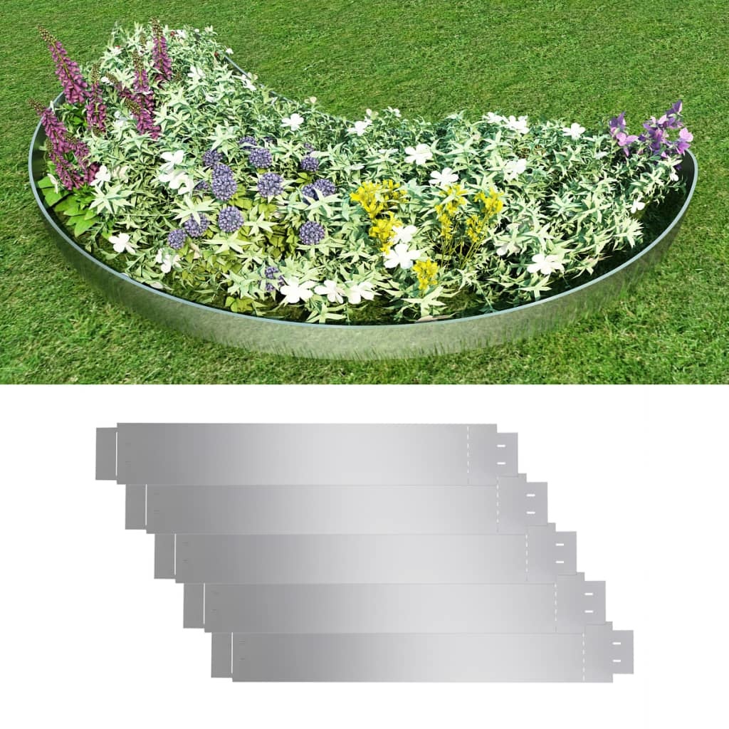 VidaXL Grasboord flexibel 100x15 cm 5 stuks gegalvaniseerd staal