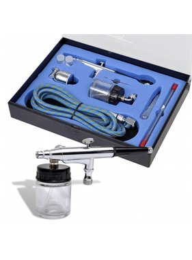 vidaXL Airbrush set met glazen beker 0,2 / 0,3 / 0,5 mm mondstukken