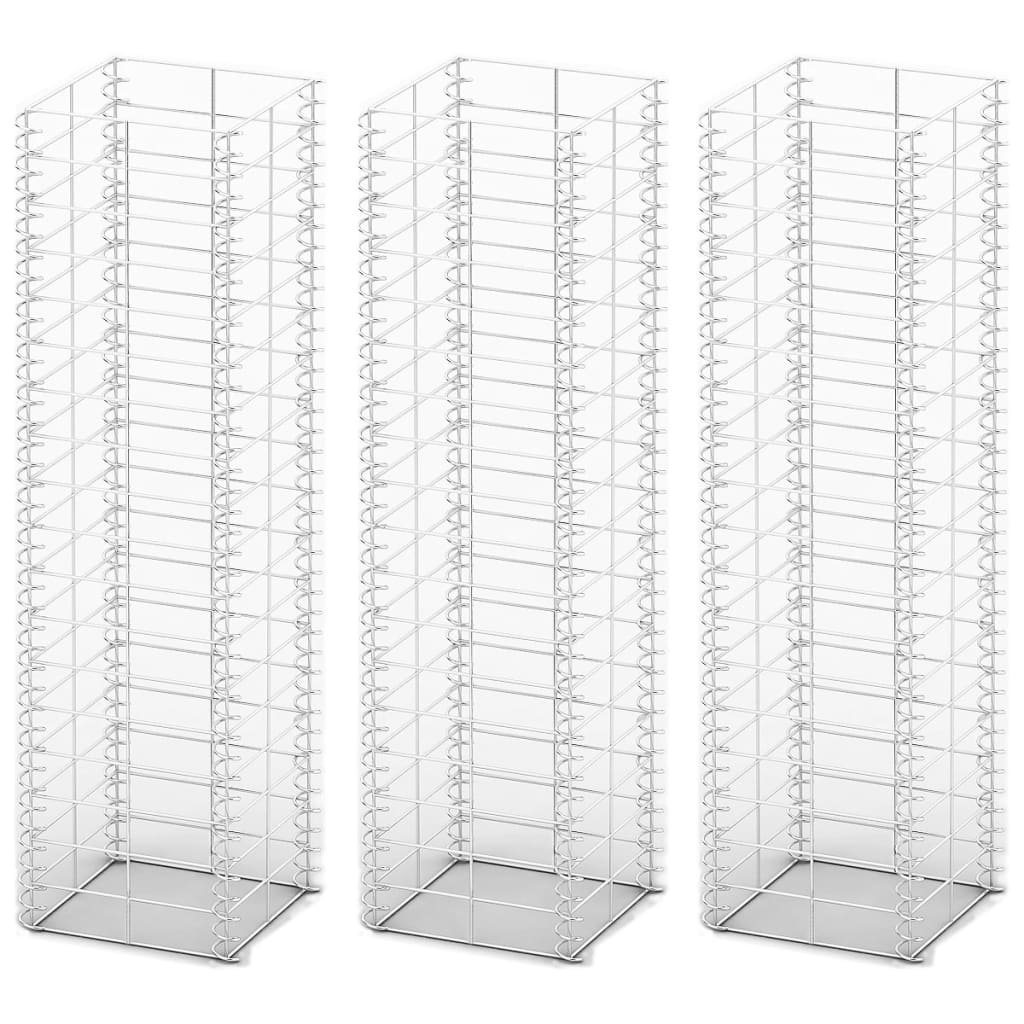 VidaXL 3-delige Schanskorfset 25x25x100 cm gegalvaniseerd draad