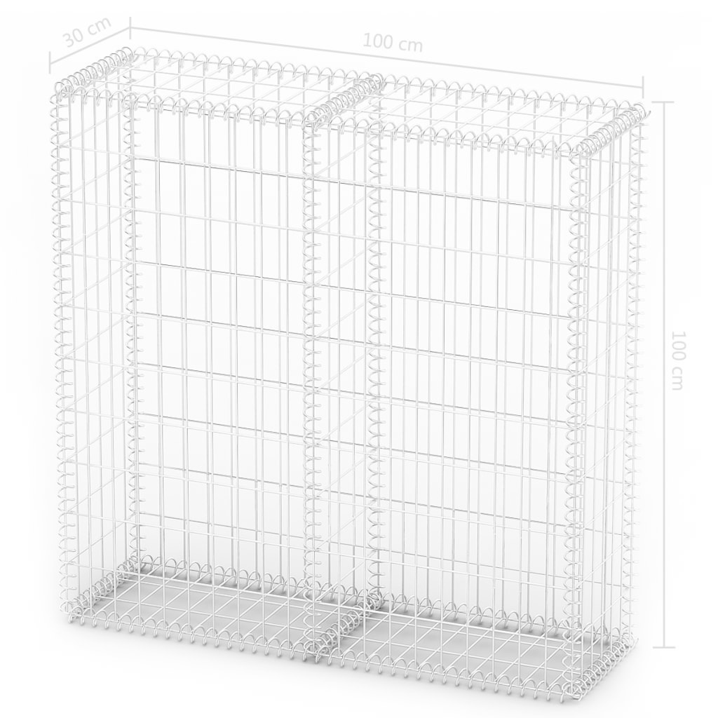 VidaXL Schanskorf met deksels 100x100x30 cm gegalvaniseerd draad