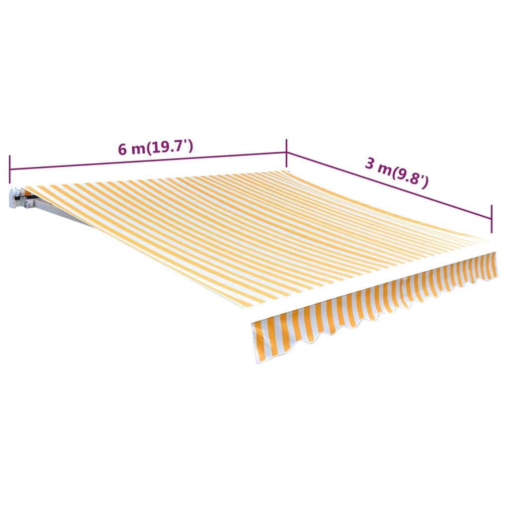 VidaXL Luifeldoek 6x3 m canvas zonnebloemgeel en wit