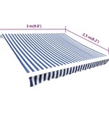 VidaXL Luifeldoek 3x2,5 m canvas blauw en wit