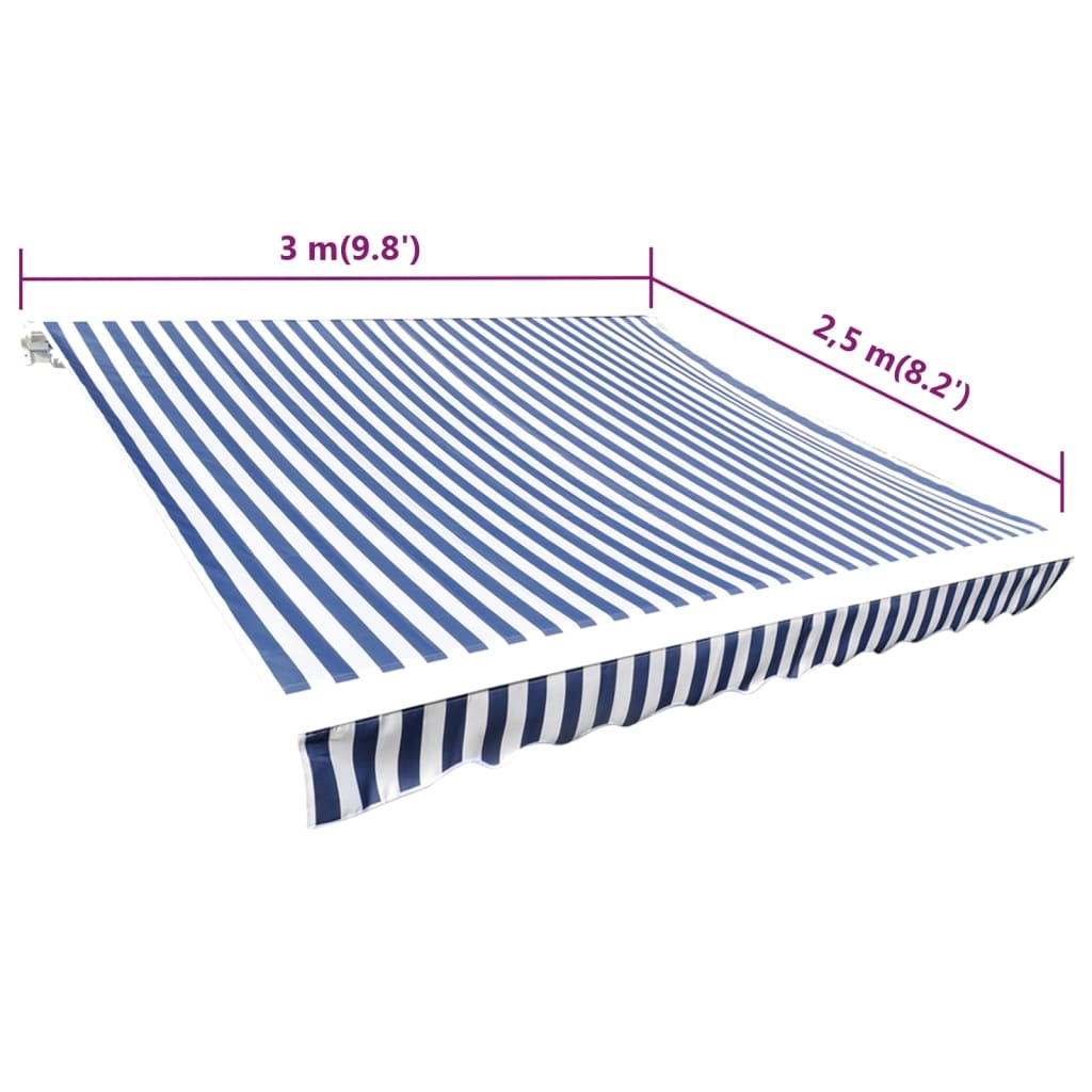 VidaXL Luifeldoek 3x2,5 m canvas blauw en wit