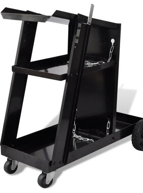 VidaXL Lasgereedschap wagen 3 planken zwart