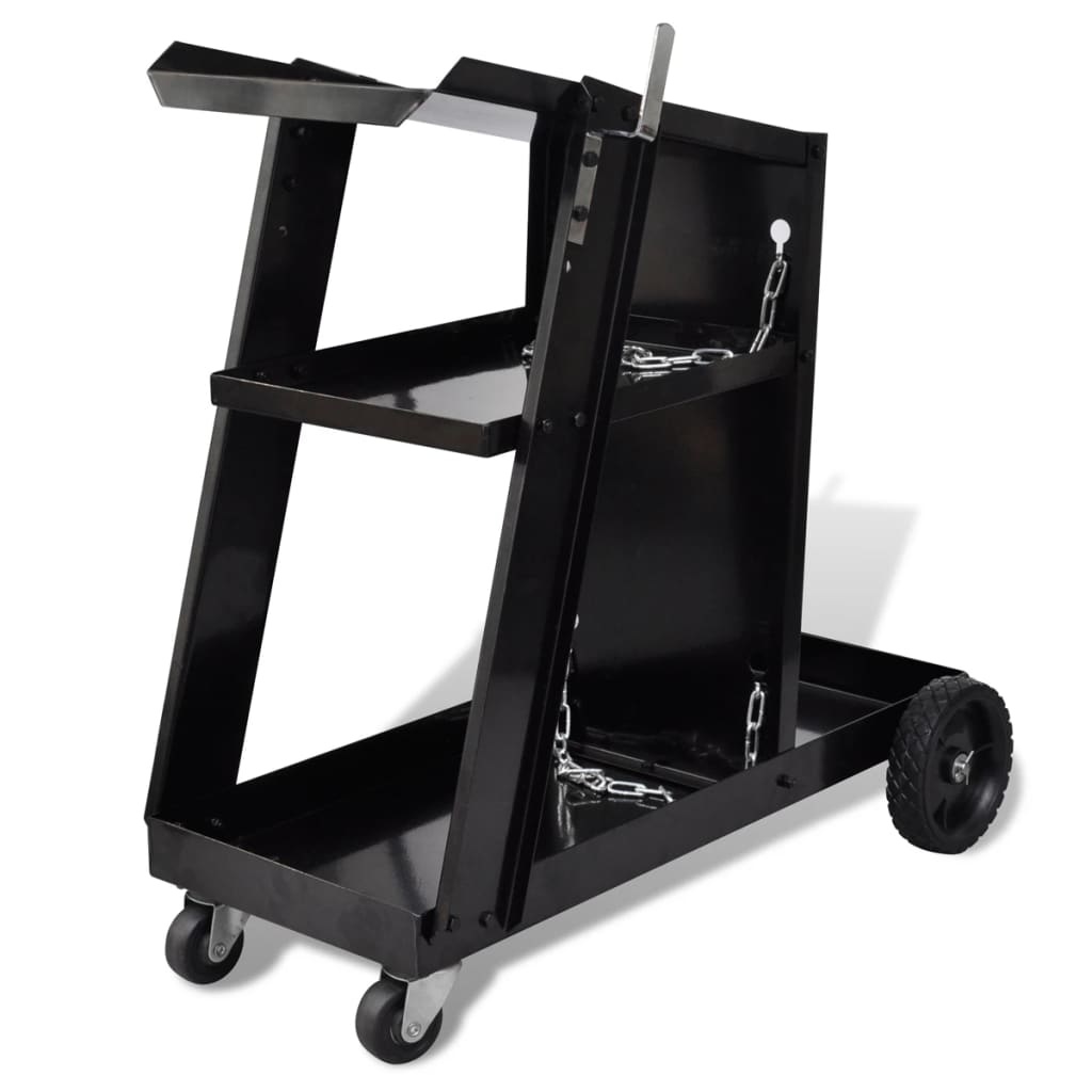 VidaXL Lasgereedschap wagen 3 planken zwart