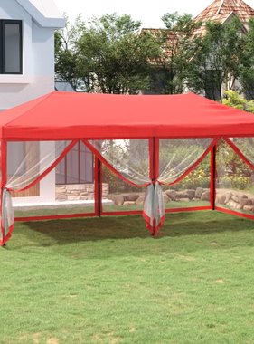 vidaXL Partytent inklapbaar met zijwanden 3x6 m rood