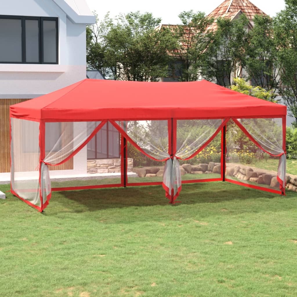 vidaXL Partytent inklapbaar met zijwanden 3x6 m rood