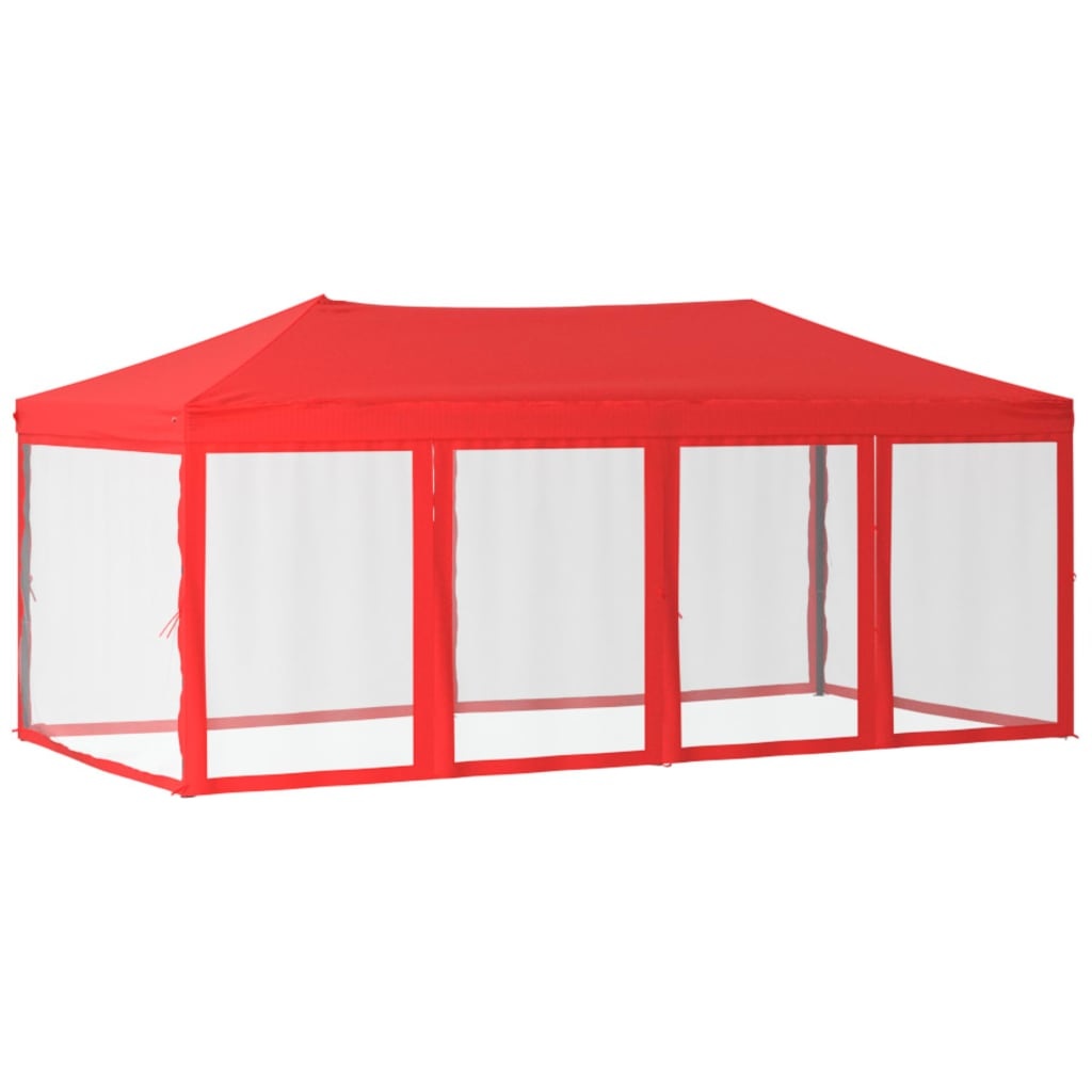 vidaXL Partytent inklapbaar met zijwanden 3x6 m rood