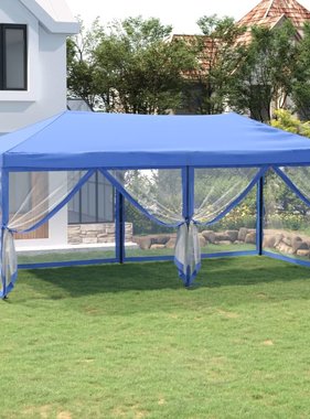 vidaXL Partytent inklapbaar met zijwanden 3x6 m blauw