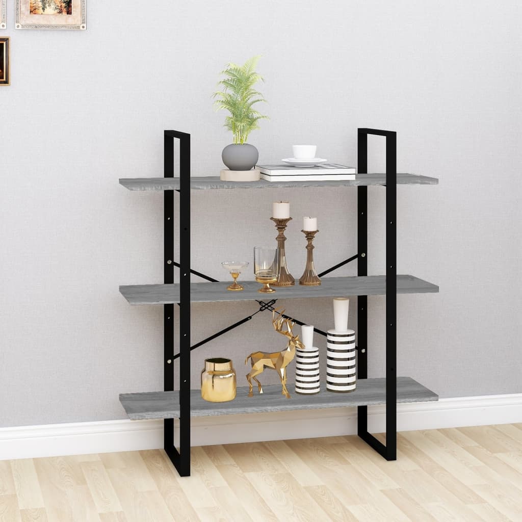 VidaXL Boekenkast 100x30x105 cm bewerkt hout grijs sonoma eikenkleurig