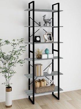 VidaXL Hoge kast 80x30x210 cm bewerkt hout grijs sonoma eikenkleurig