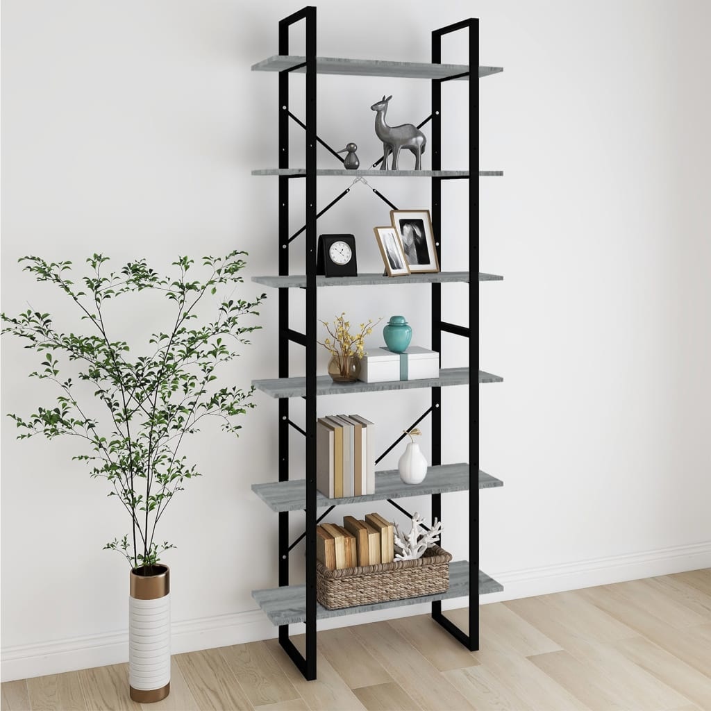 VidaXL Hoge kast 80x30x210 cm bewerkt hout grijs sonoma eikenkleurig