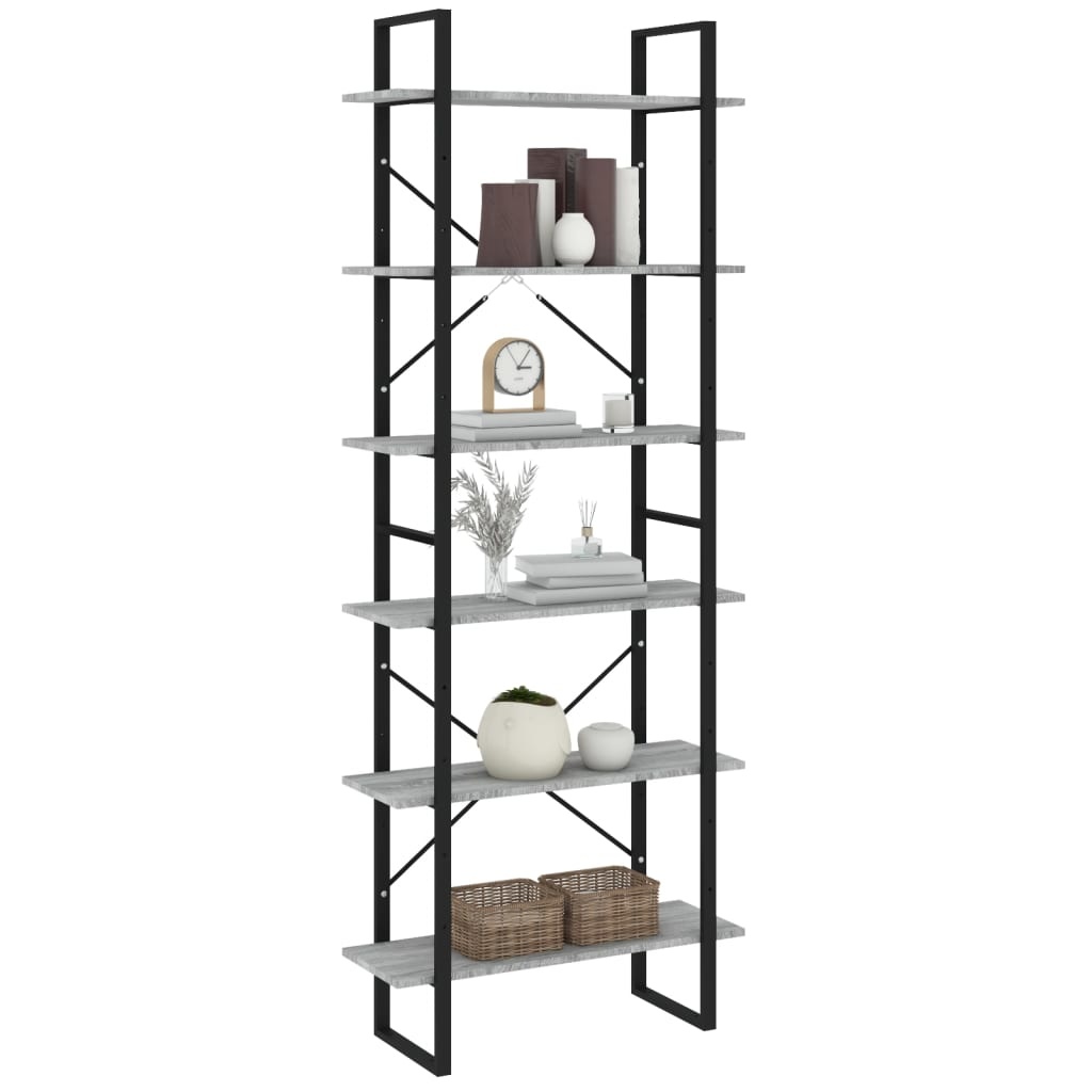 VidaXL Hoge kast 80x30x210 cm bewerkt hout grijs sonoma eikenkleurig