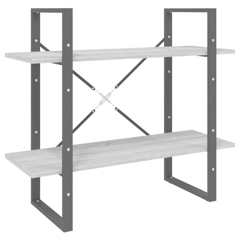 VidaXL Boekenkast met 2 schappen 80x30x70 cm bewerkt hout grijs sonoma