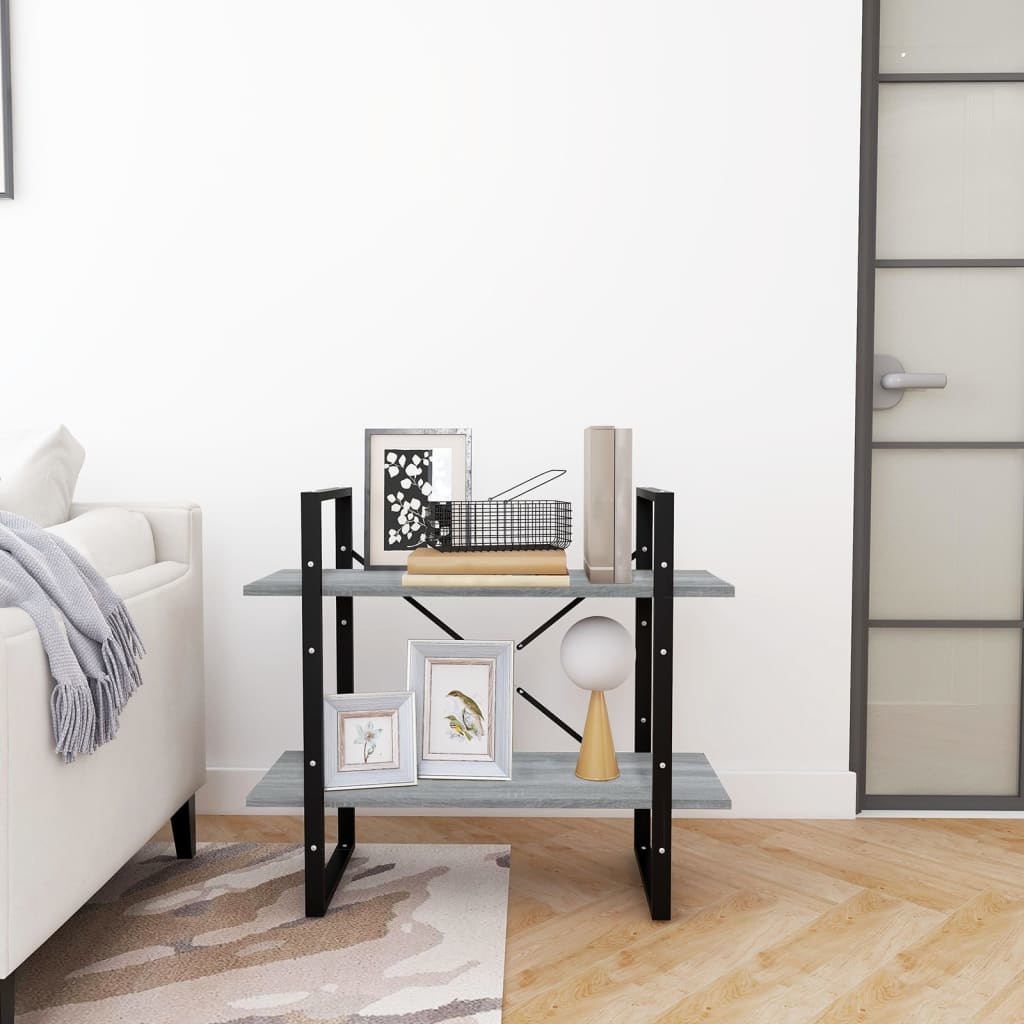 VidaXL Boekenkast met 2 schappen 80x30x70 cm bewerkt hout grijs sonoma