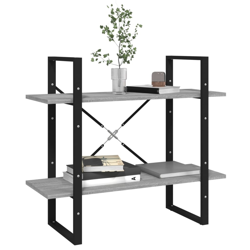 VidaXL Boekenkast met 2 schappen 80x30x70 cm bewerkt hout grijs sonoma