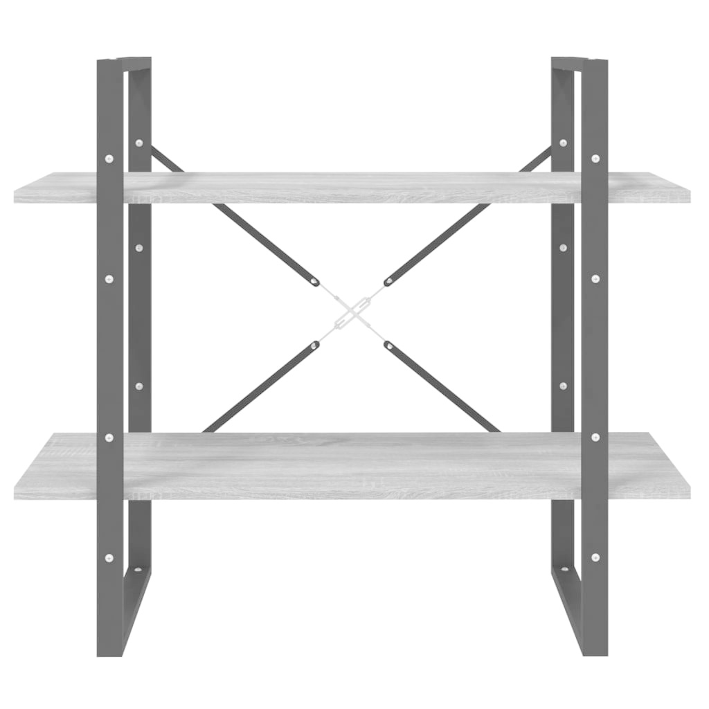 VidaXL Boekenkast met 2 schappen 80x30x70 cm bewerkt hout grijs sonoma