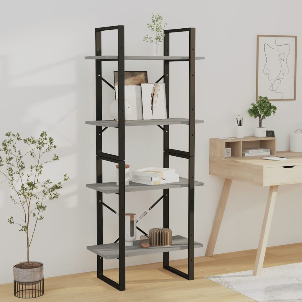 VidaXL Boekenkast 60x30x140 cm bewerkt hout grijs sonoma eikenkleurig