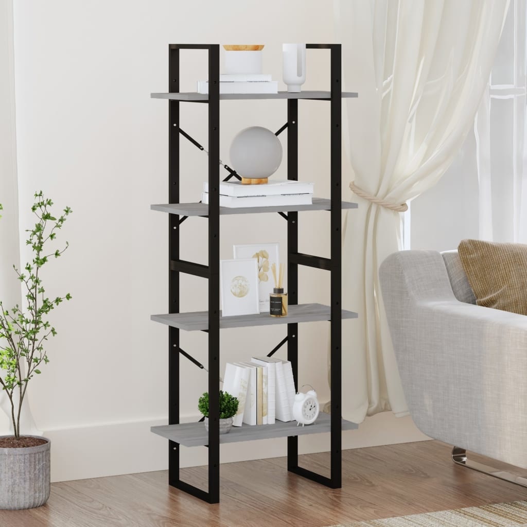 VidaXL Boekenkast 60x30x140 cm bewerkt hout grijs sonoma eikenkleurig