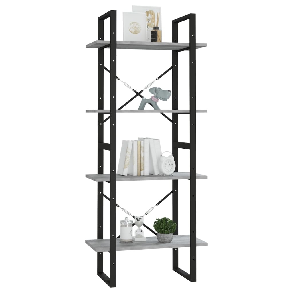 VidaXL Boekenkast 60x30x140 cm bewerkt hout grijs sonoma eikenkleurig