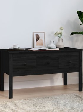 VidaXL Salontafel 102x49x55 cm massief grenenhout zwart