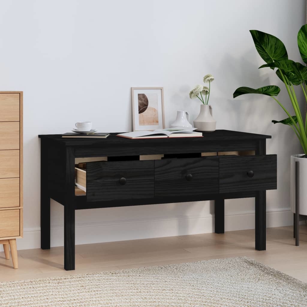 VidaXL Salontafel 102x49x55 cm massief grenenhout zwart