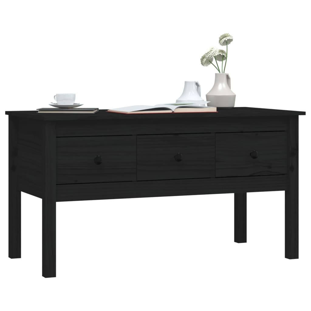 VidaXL Salontafel 102x49x55 cm massief grenenhout zwart