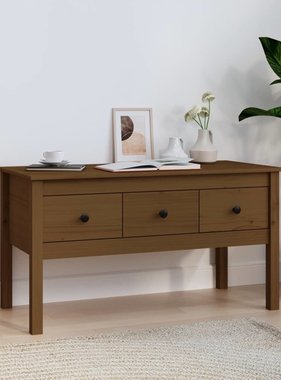 VidaXL Salontafel 102x49x55 cm massief grenenhout honingbruin