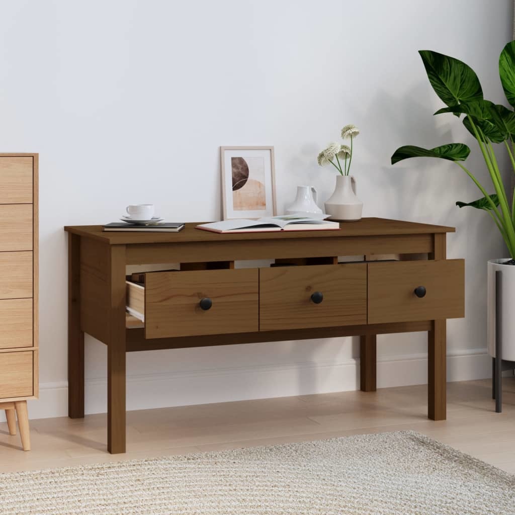 VidaXL Salontafel 102x49x55 cm massief grenenhout honingbruin