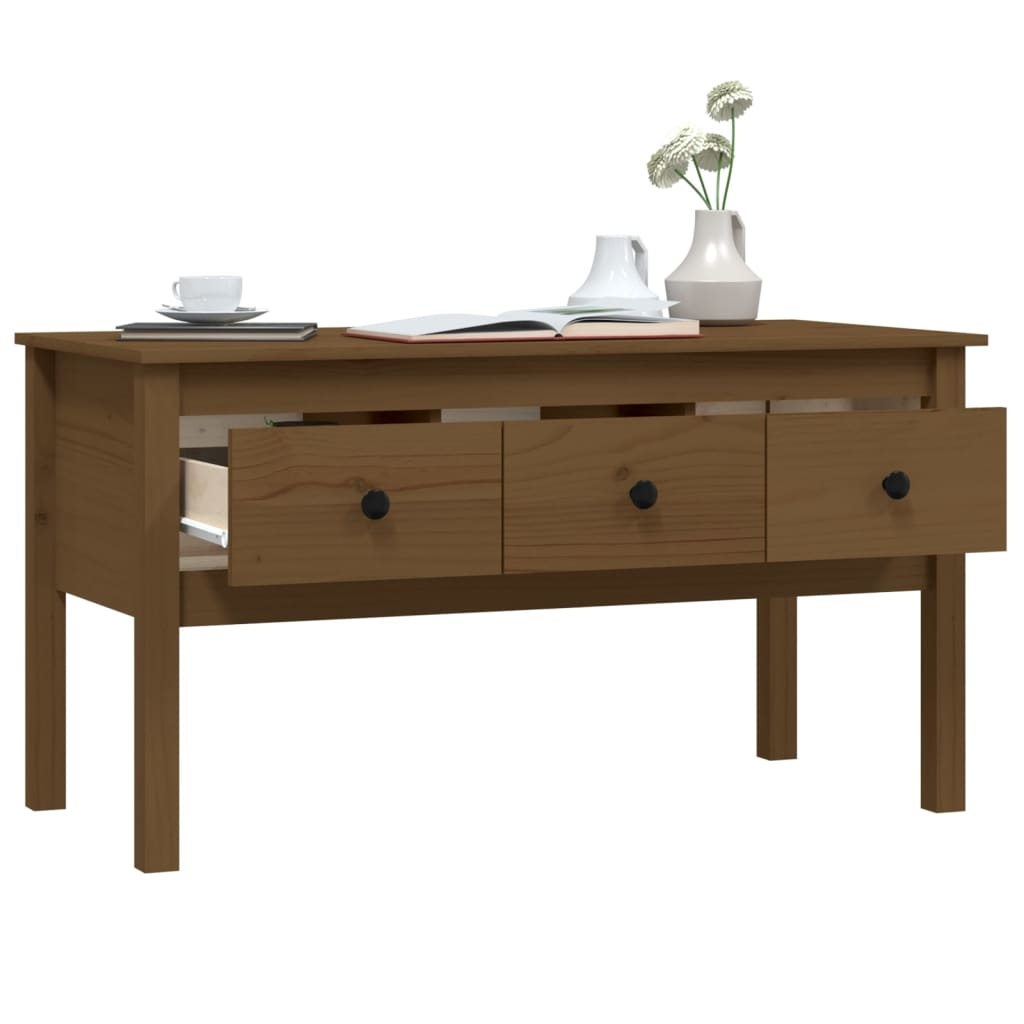 VidaXL Salontafel 102x49x55 cm massief grenenhout honingbruin