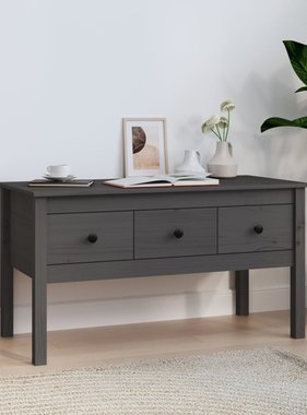 VidaXL Salontafel 102x49x55 cm massief grenenhout grijs