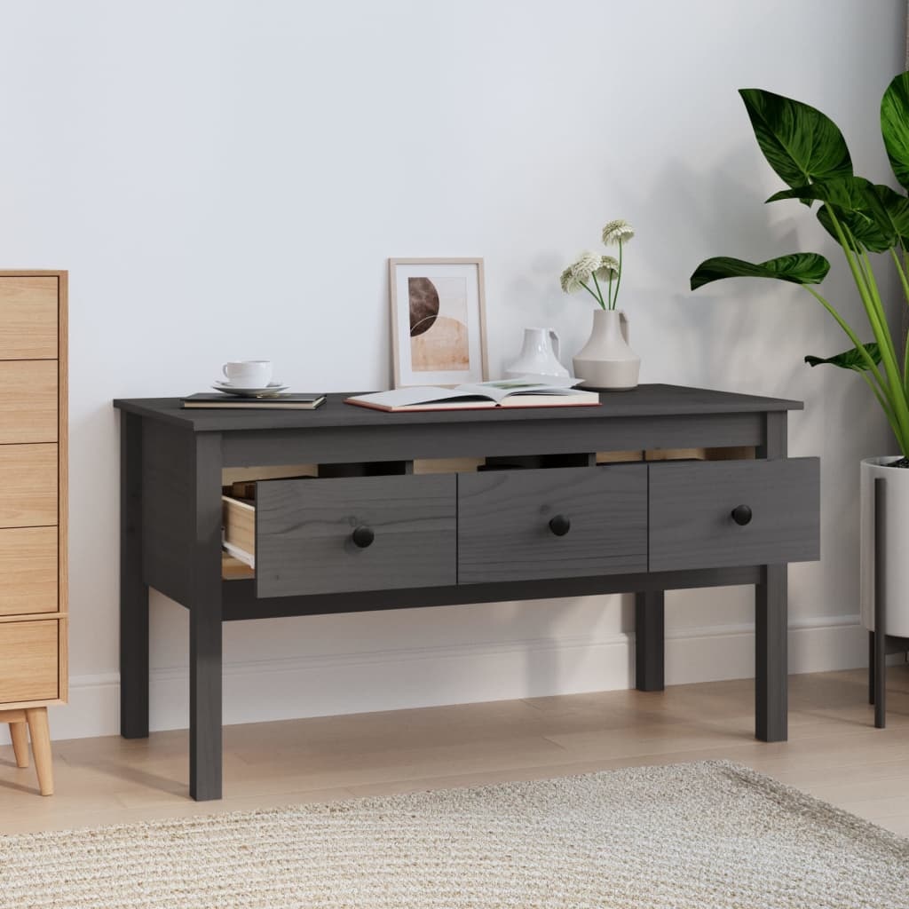 VidaXL Salontafel 102x49x55 cm massief grenenhout grijs