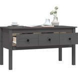 VidaXL Salontafel 102x49x55 cm massief grenenhout grijs