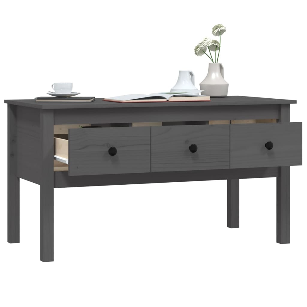 VidaXL Salontafel 102x49x55 cm massief grenenhout grijs
