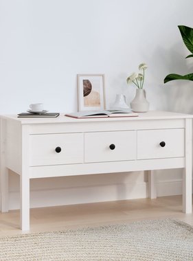 VidaXL Salontafel 102x49x55 cm massief grenenhout wit