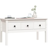 VidaXL Salontafel 102x49x55 cm massief grenenhout wit
