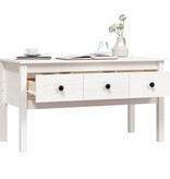 VidaXL Salontafel 102x49x55 cm massief grenenhout wit