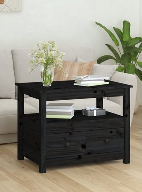 VidaXL Salontafel 71x49x55 cm massief grenenhout zwart
