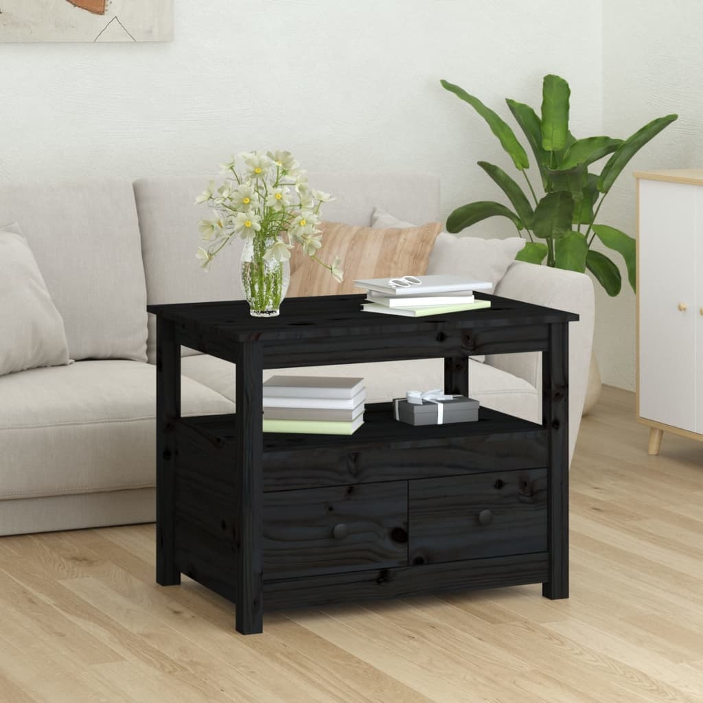 VidaXL Salontafel 71x49x55 cm massief grenenhout zwart